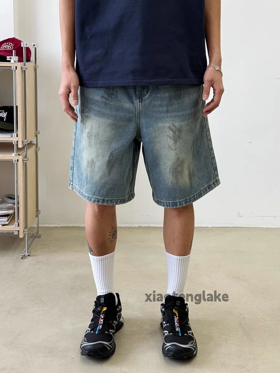 Jean utility washed faded punk yuppie stain hiphop shorts Size US 36 / EU 52 - 4 Thumbnail
