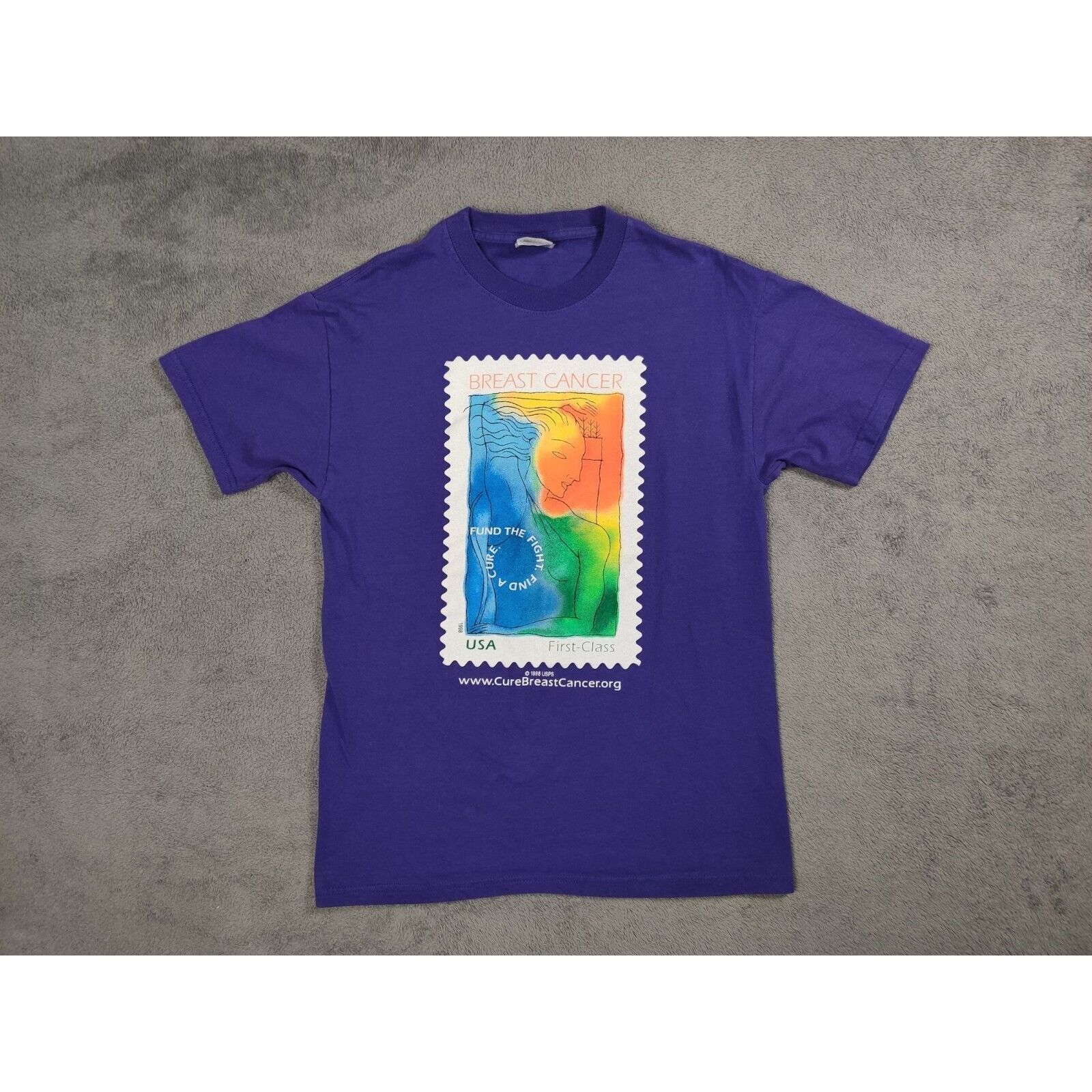 Hanes Breast Cancer Shirt Adult Mens Medium Purple Fund The Fight Size US M / EU 48-50 / 2 - 1 Thumbnail