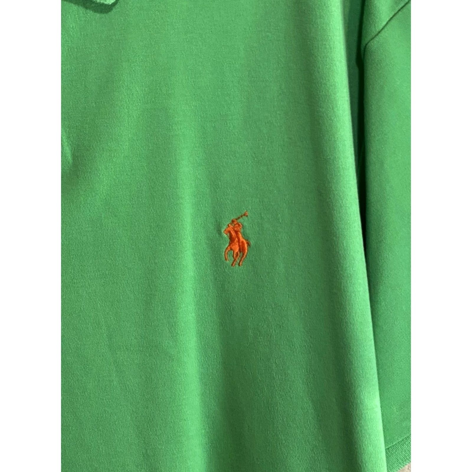 Ralph Lauren Polo Shirt XL Polo Ralph Lauren Poly Green Orange POLO SHIRT XL Custom Fit Mens Size US XL / EU 56 / 4 - 4 Thumbnail