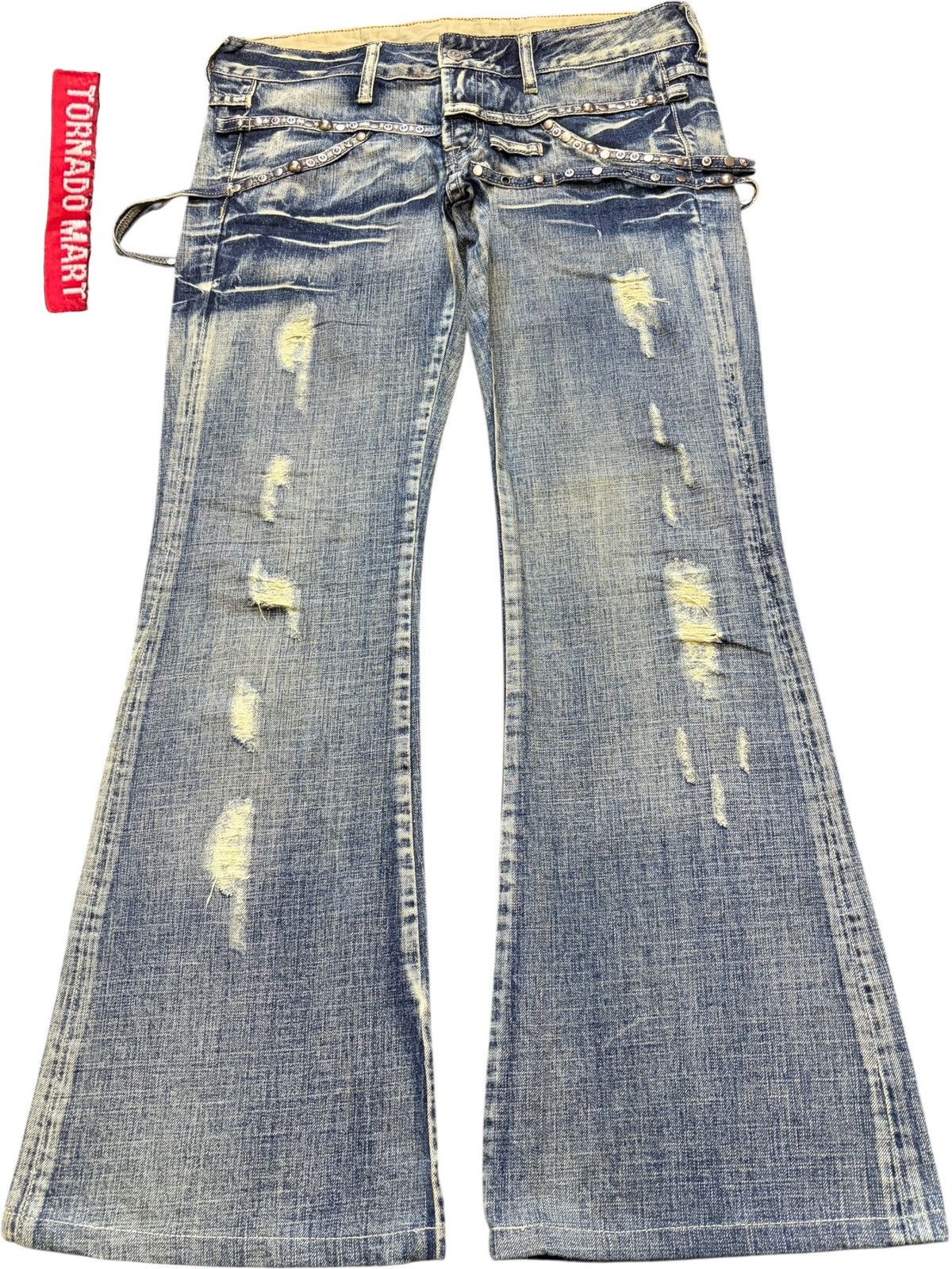 Tornado Mart Vintage Tornado Mart Distress Low Rise Flare Jeans Size 34" / US 12 / IT 48 - 1 Thumbnail