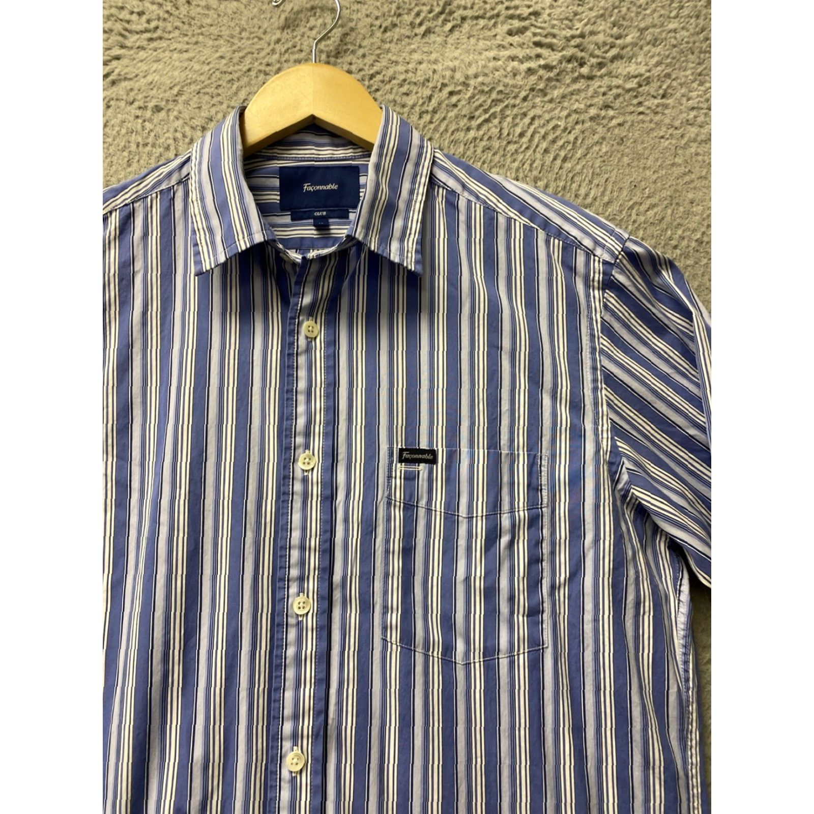 Faconnable VINTAGE Faconnable Button Shirt Men’s M Blue White Striped Long Sleeve Casual /162-7 Size US M / EU 48-50 / 2 - 2 Thumbnail
