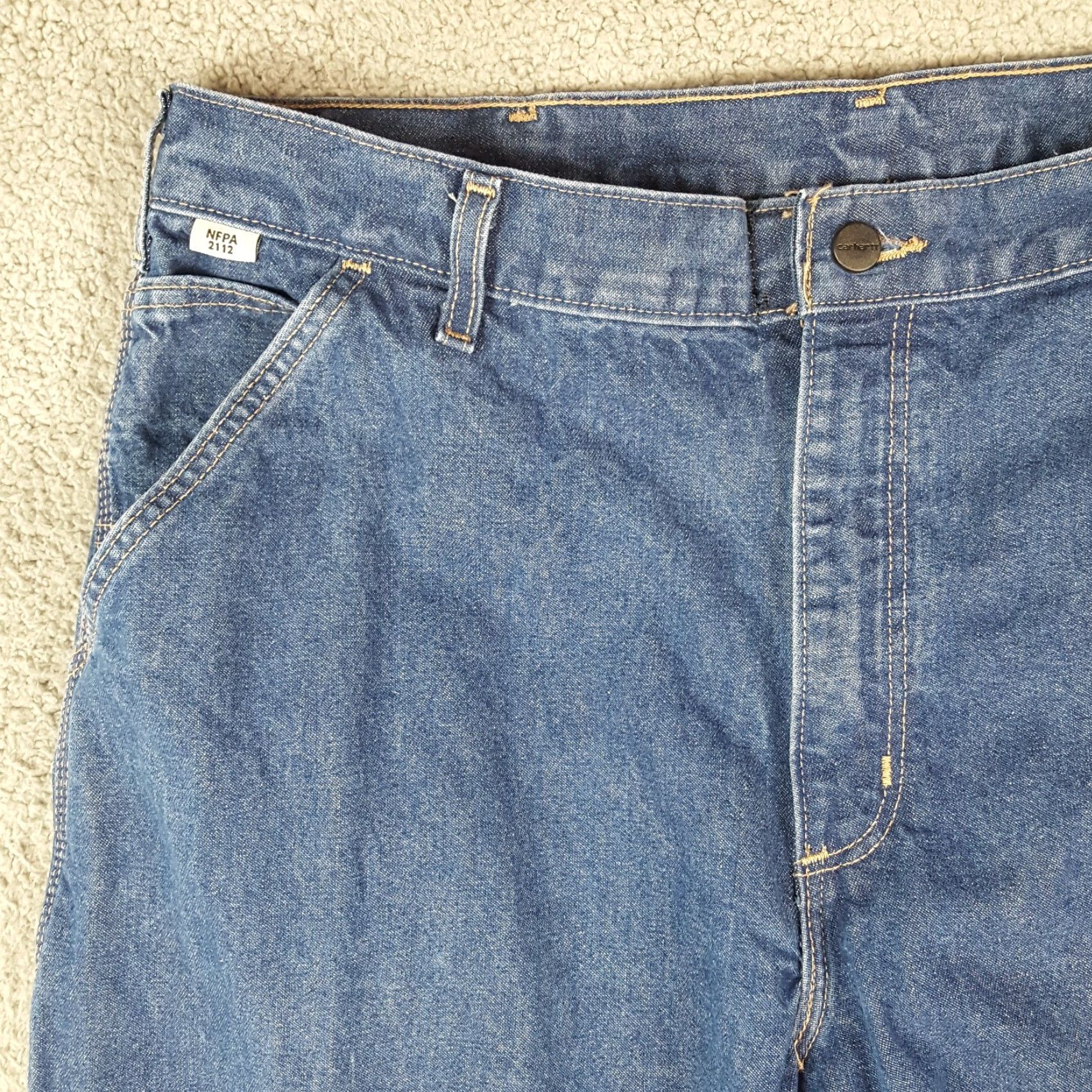 Carhartt VINTAGE Carhartt Flame-Resistant NFPA 2112 Jeans Denim Blue 38x30 Men’s Size 38 Regular Inseam 30 5-Pocket 00s 90s Workwear Mens Jeans Size US 38 / EU 54 - 3 Thumbnail