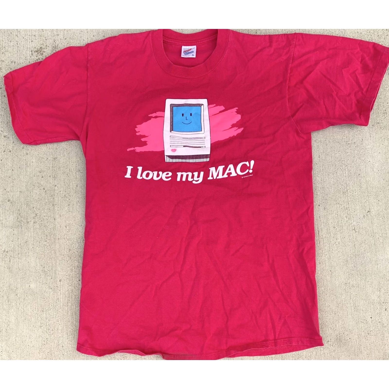 Jerzees VINTAGE I love my MAC! c Smack-a-Mac! T-Shirt L Men Pink 1990s Graphic Tee Jerzees Size US L / EU 52-54 / 3 - 7 Thumbnail