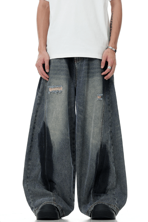 Japanese Brand × Jean American high street graffiti ripped loose wide-leg jeans Size US 32 / EU 48 - 1 Thumbnail