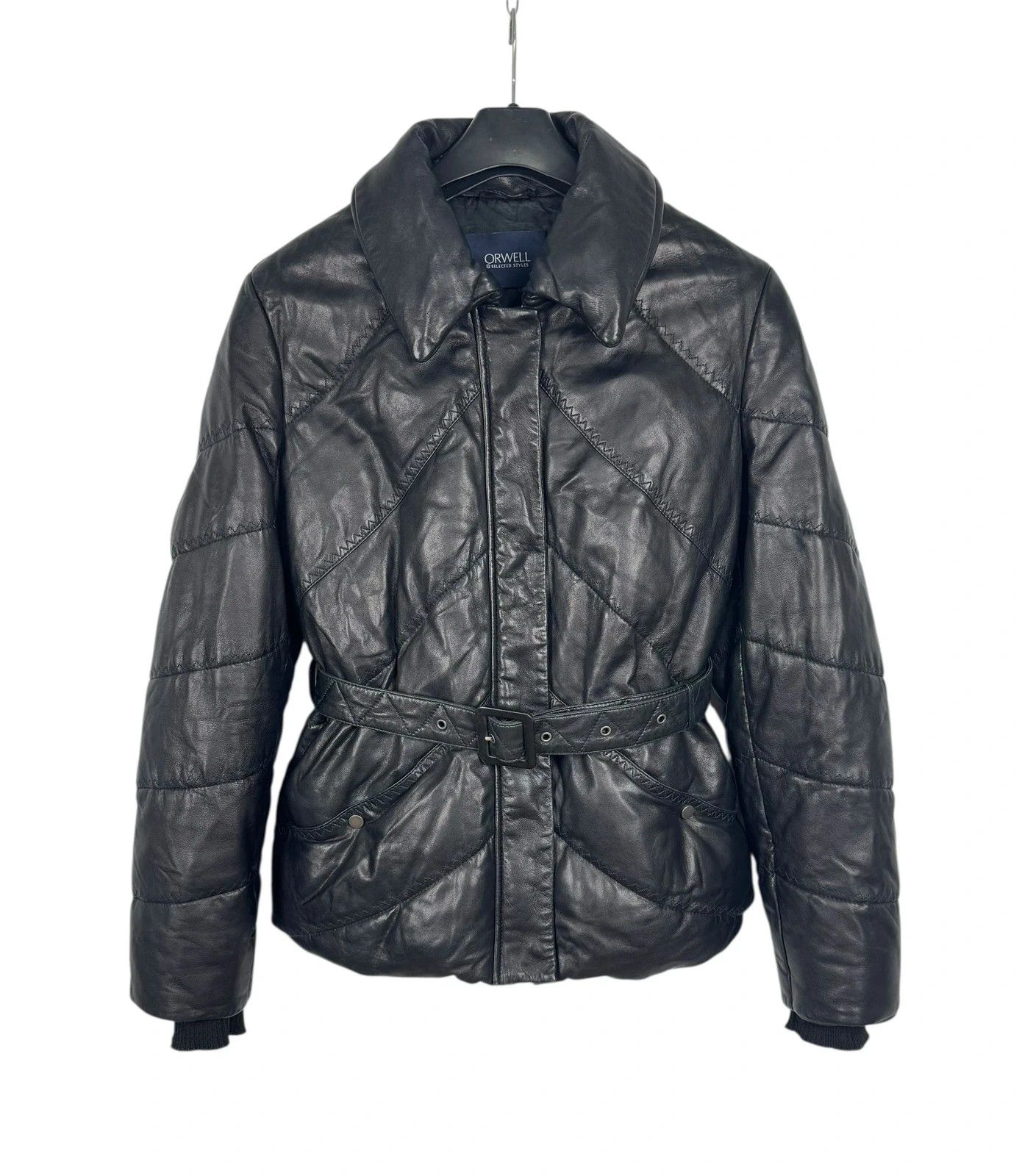 Orwell Genuine Leather Down Puffer Jacket Belted size M