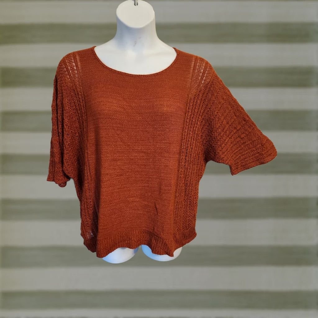 Vintage Dressbarn Woman Terracotta Orange Lightweight Knit Top Sweater 2X Dolman Sleeve Cardigan Style Shirt (No, it's a Sweater) Size XXL / US 16-18 / IT 52-54 - 1 Thumbnail