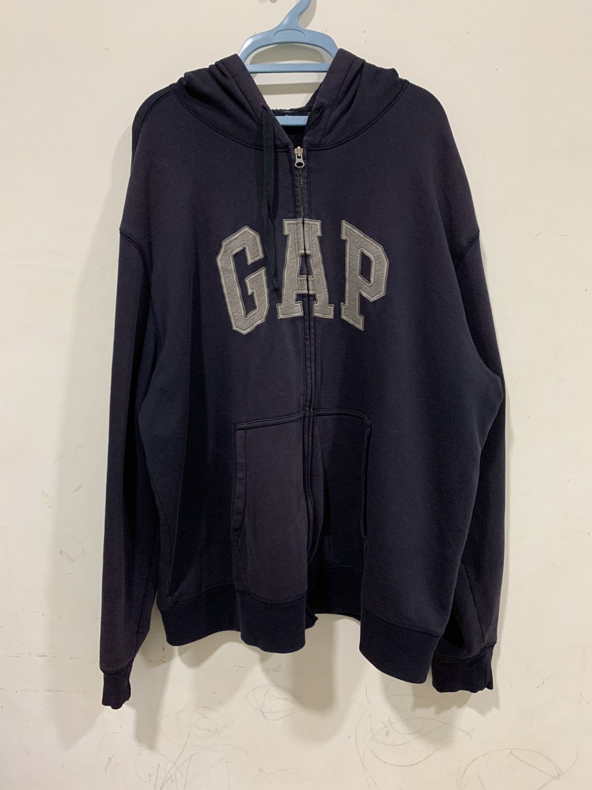 Gap × Vintage Dark Blue GAP Zip Up Hoodie Size US XXL / EU 58 / 5 - 1 Thumbnail