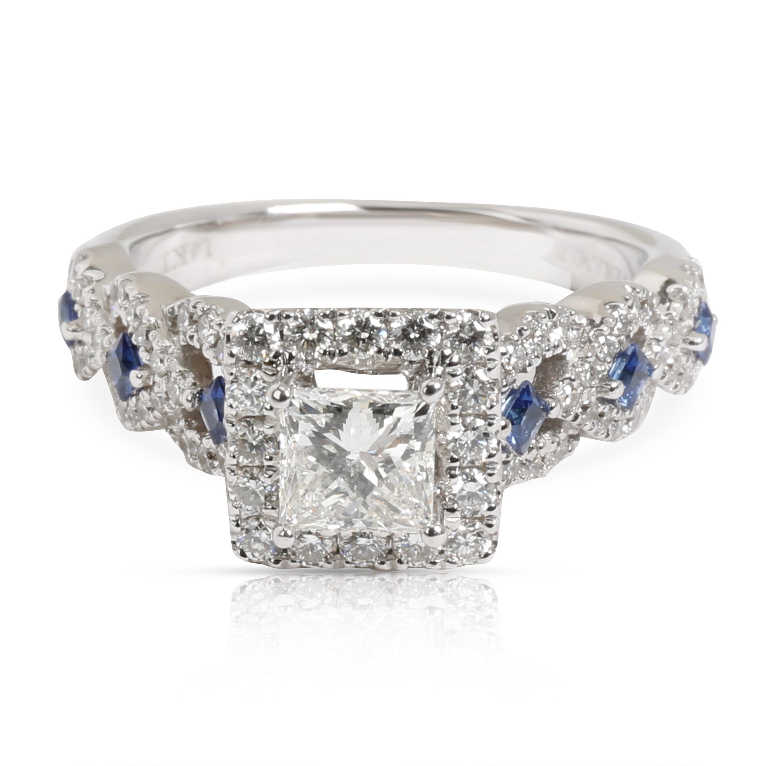 image of Vera Wang Love Collection Diamond & Sapphire Engagement Ring In 14K Gold 1 Ctw, Women's