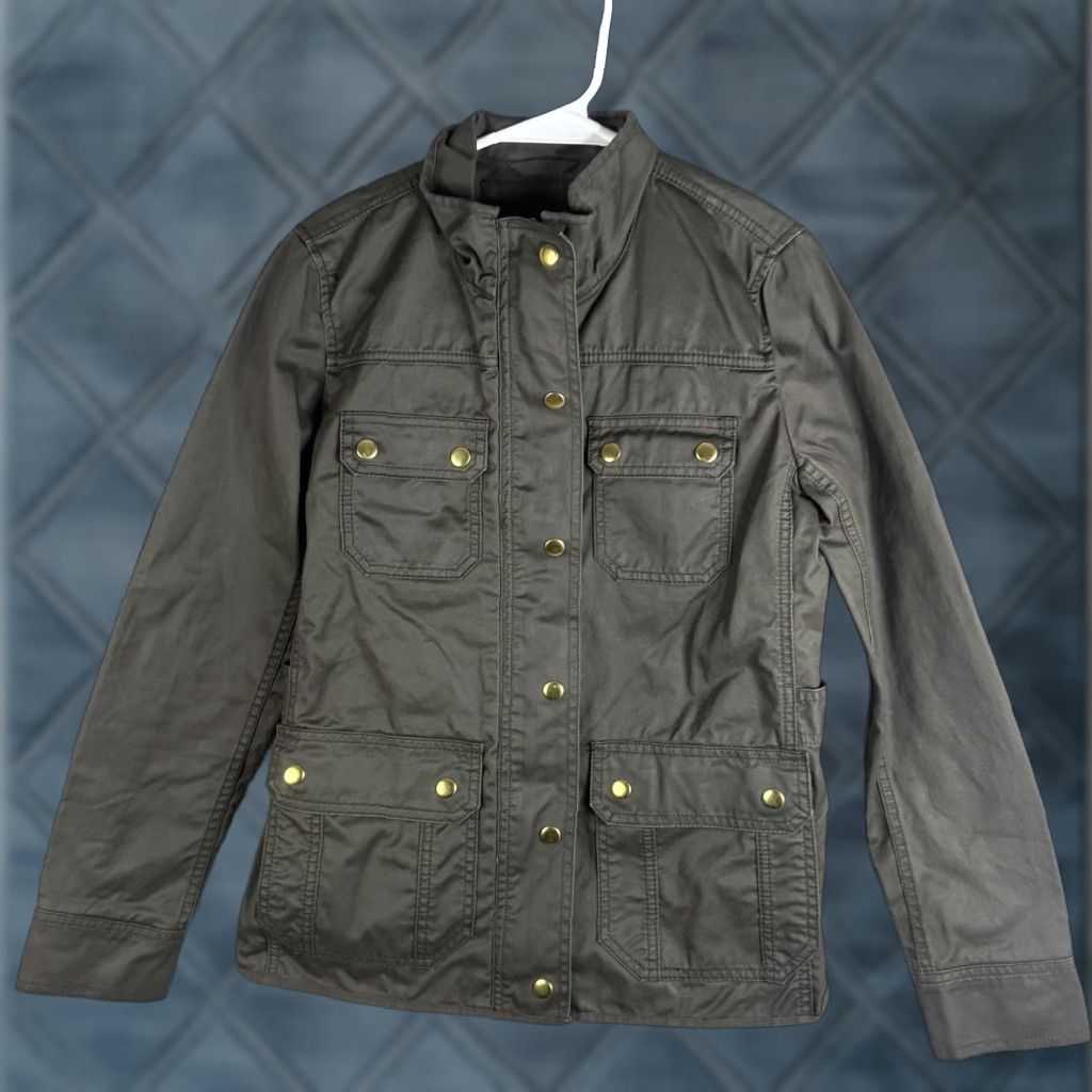 J.Crew J.Crew Military Jacket Womens XS Green Cotton Twill Zip Pockets Size XS / US 0-2 / IT 36-38 - 1 Thumbnail