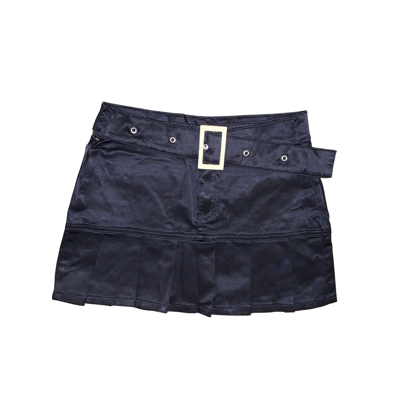 Other × Vintage VTG Diva Pleated Mini Skirt Belted Y2K Black Deadstock Small Size 24" / US 00 / IT 34 - 1 Thumbnail
