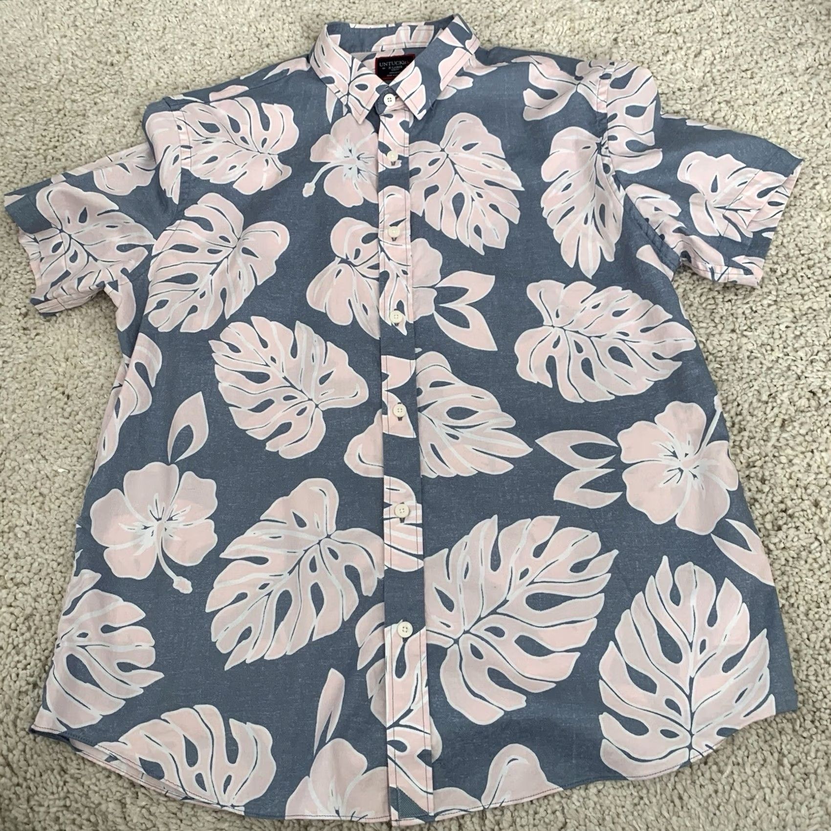 UNTUCKit UNTUCKit Shirt Men XL Conero Floral Blue Pink Hibiscus Slim Fit Cotton Button Up Shirt Size US XL / EU 56 / 4 - 3 Thumbnail