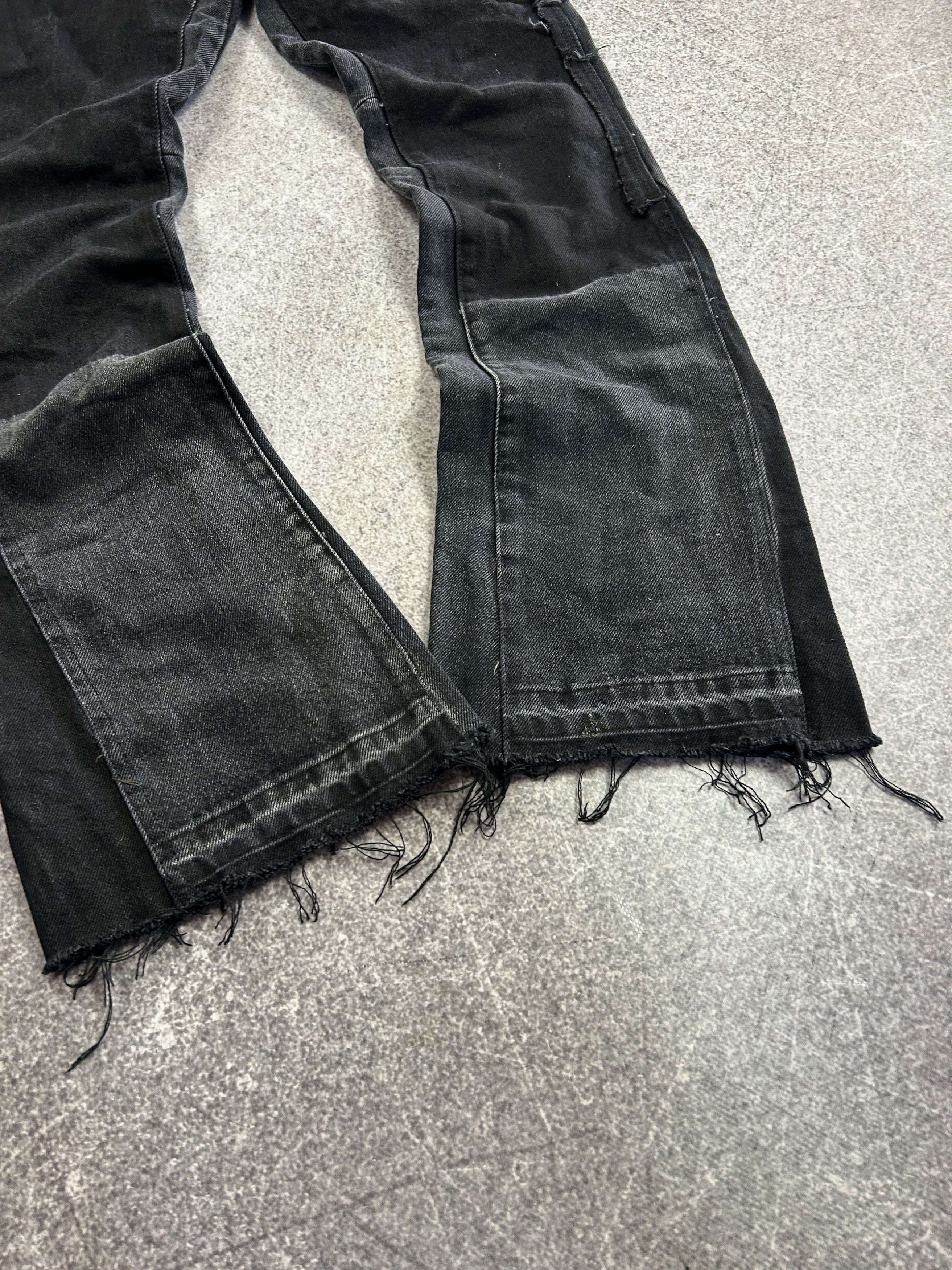 Japanese Brand Distressed Black Jeans Panel Flare Grunge Punk Y2K Archive Size US 32 / EU 48 - 3 Thumbnail