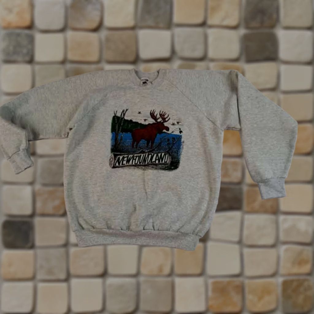 Fruit Of The Loom VINTAGE Newfoundland Outdoor Moose Print Sweatshirt XL Gray Fruit of the Loom Men Sweatshirt Size US XL / EU 56 / 4 - 1 Thumbnail
