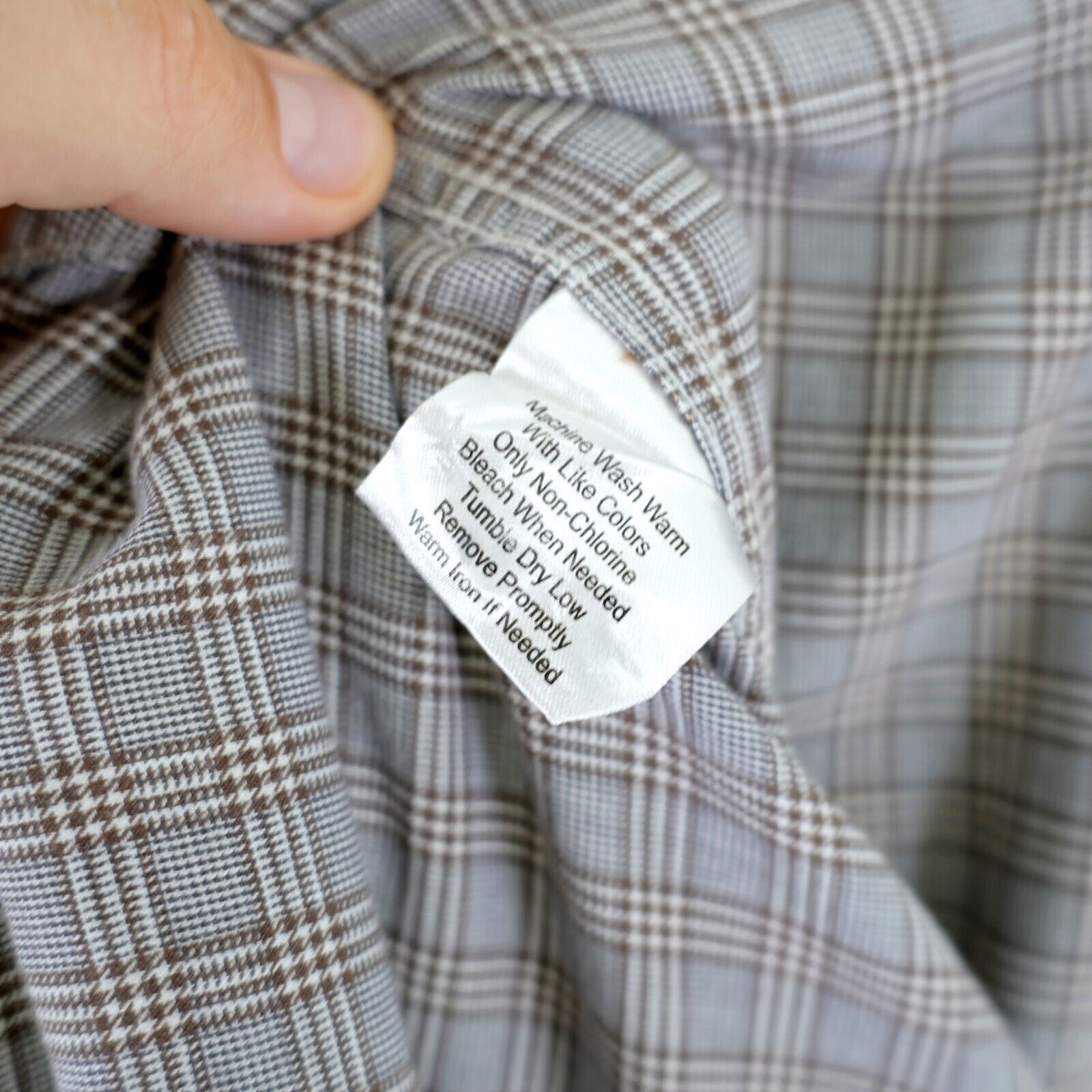 Joseph Abboud Joseph Abboud XLT Tall Gray Brown Glen Plaid Pocket Collared Size US XL / EU 56 / 4 - 9 Thumbnail