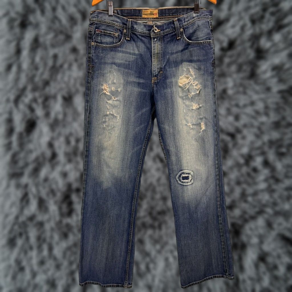 BKE VINTAGE Buckle BKE Tyler Straight Jeans 36 Extra Long Mens Distressed Blue Denim 5-Pocket 35" Inseam Size 36 Mens Size US 36 / EU 52 - 1 Thumbnail
