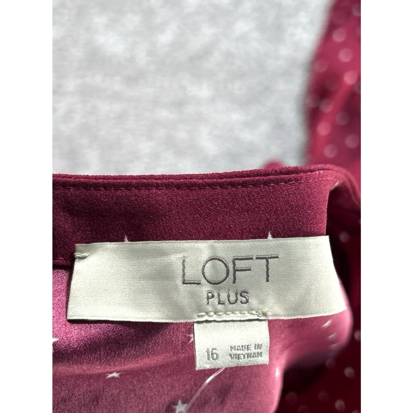 Loft LOFT Dress Womens 16 Plus Purple White Wrap Blouson Polka Dot V-Neck Long Sleeve Knee Length Casual - 16 Plus Womens Blouson Dress LOFT Size XXL / US 16-18 / IT 52-54 - 3 Thumbnail