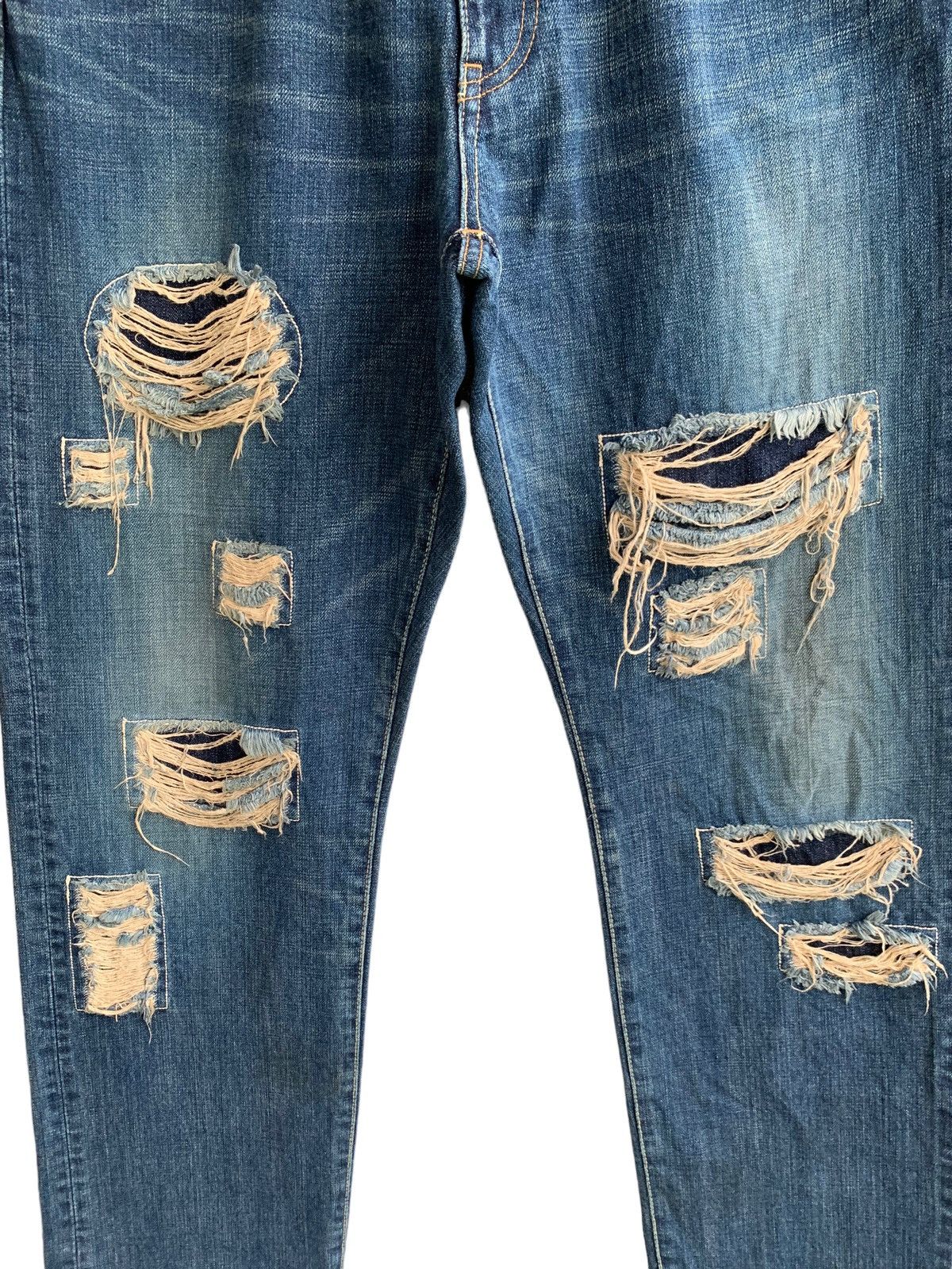 FOB Factory Vintage FOB Factory Torn Patch Jeans Distressed Size US 33 - 6 Thumbnail
