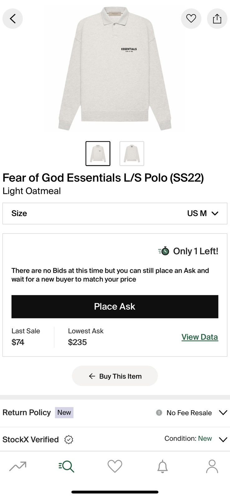 Essentials × Fear of God Essentials L/S Polo Light Oatmeal Size US M / EU 48-50 / 2 - 7 Thumbnail