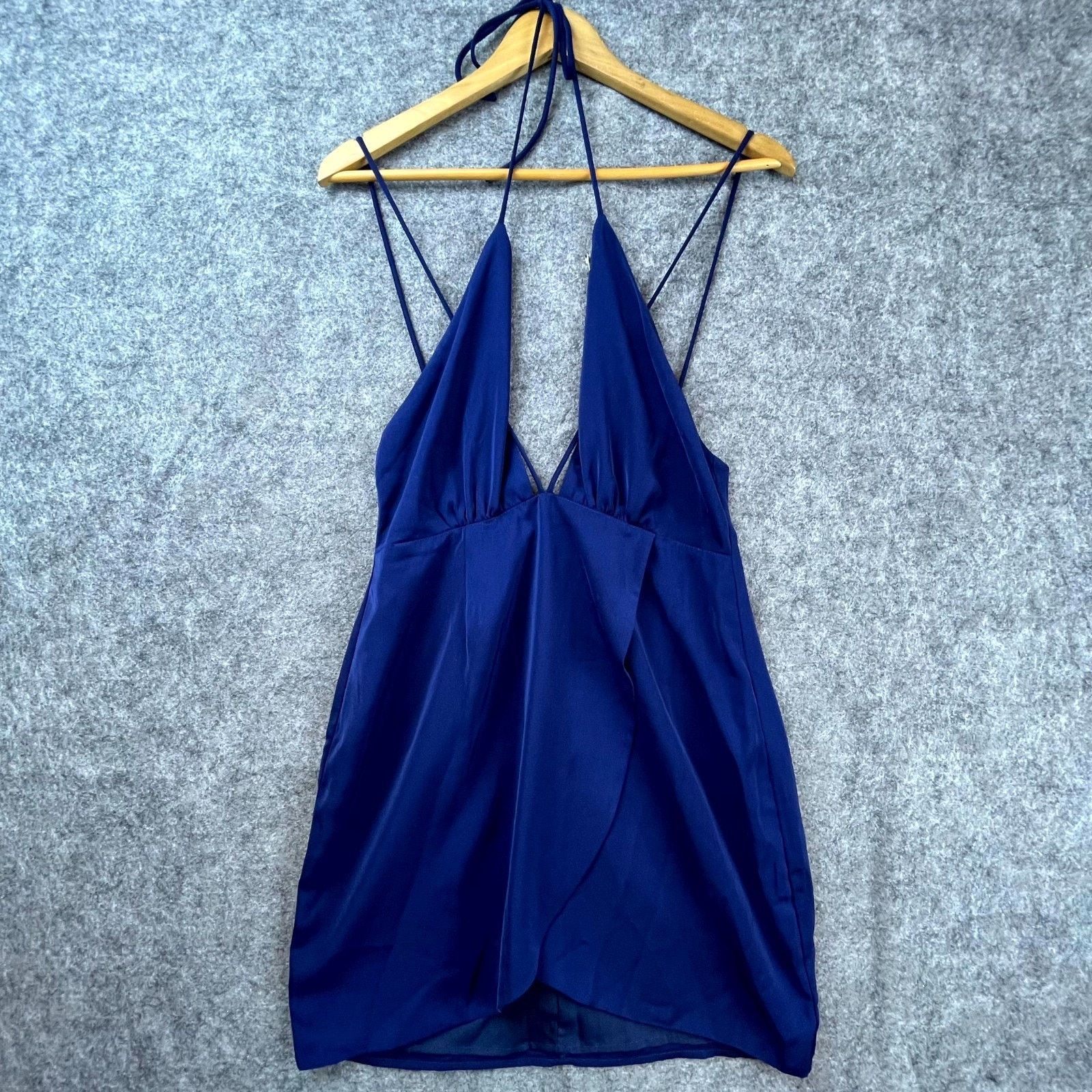 superdown Superdown Luriane Dress Blue Plunge Halter Open Back Sultry Size M / US 6-8 / IT 42-44 - 2 Thumbnail