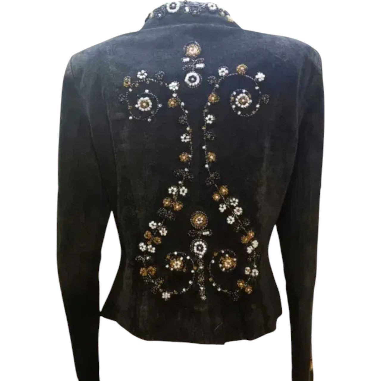 Other Black Suede Jacket with Floral Embroidery sz XS Size XS / US 0-2 / IT 36-38 - 2 Thumbnail