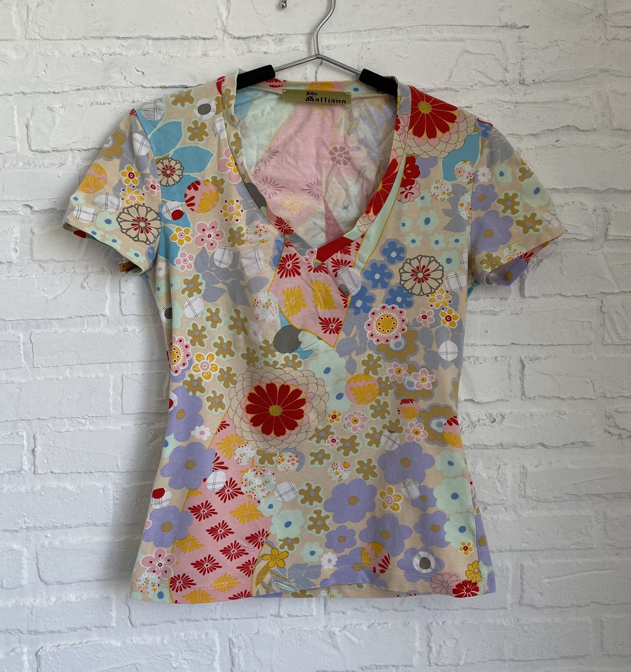 Vintage 2000s John Galliano floral top t-shirt y2k
