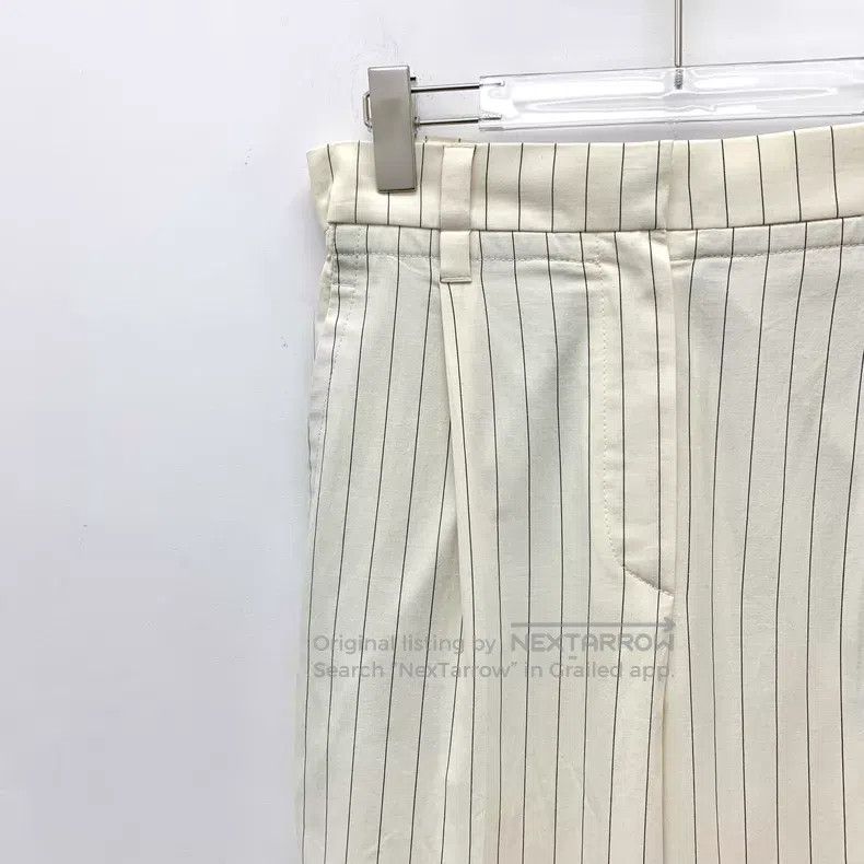 Brunello Cucinelli Brunello Cucinelli White Vertical Striped Cotton Casual Lo Size 26" / US 2 / IT 38 - 3 Thumbnail