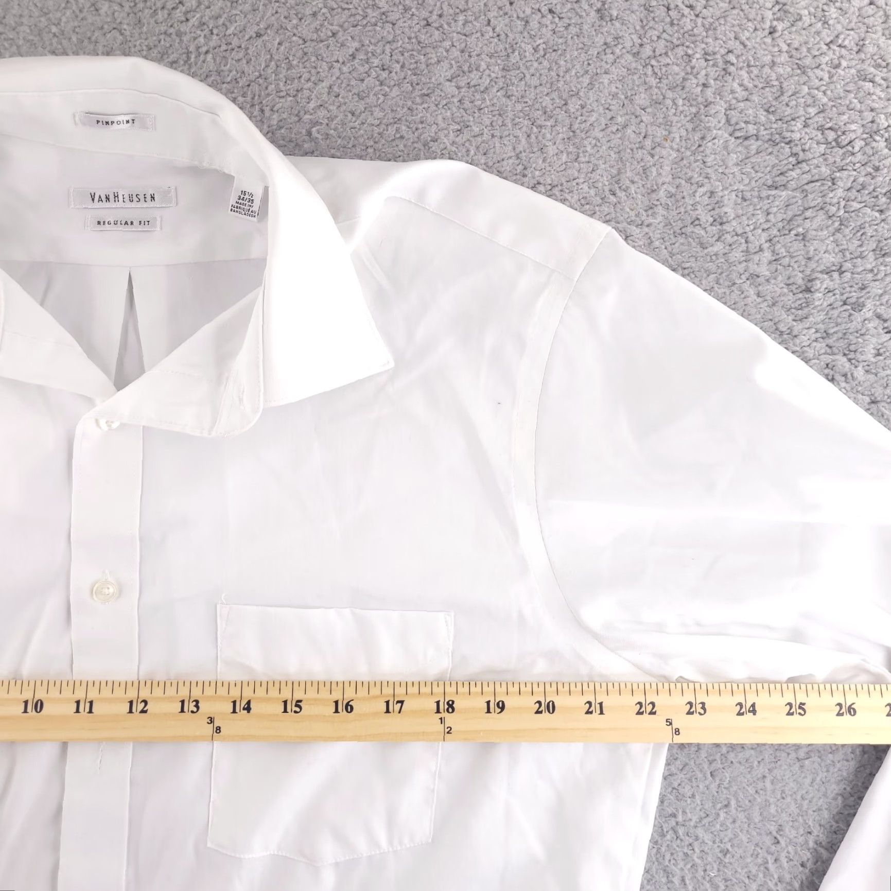 Van Heusen VAN HEUSEN Dress Shirt Mens 15.5 34/35 White Long Sleeve Button-Up Size 42R - 7 Thumbnail