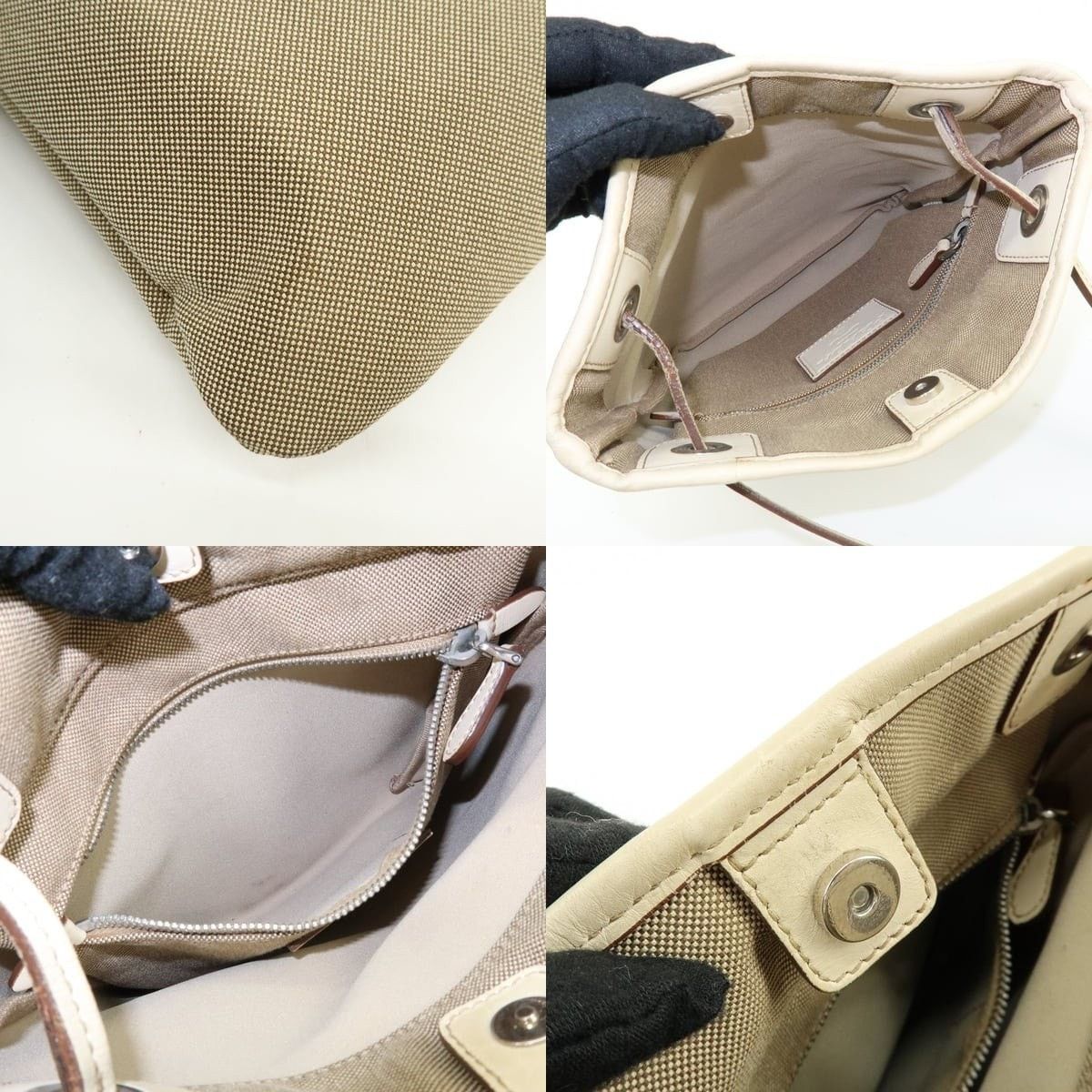 Prada Prada Logo Jacquard Canvas Crossbody Bag Beige Size ONE SIZE - 7 Thumbnail