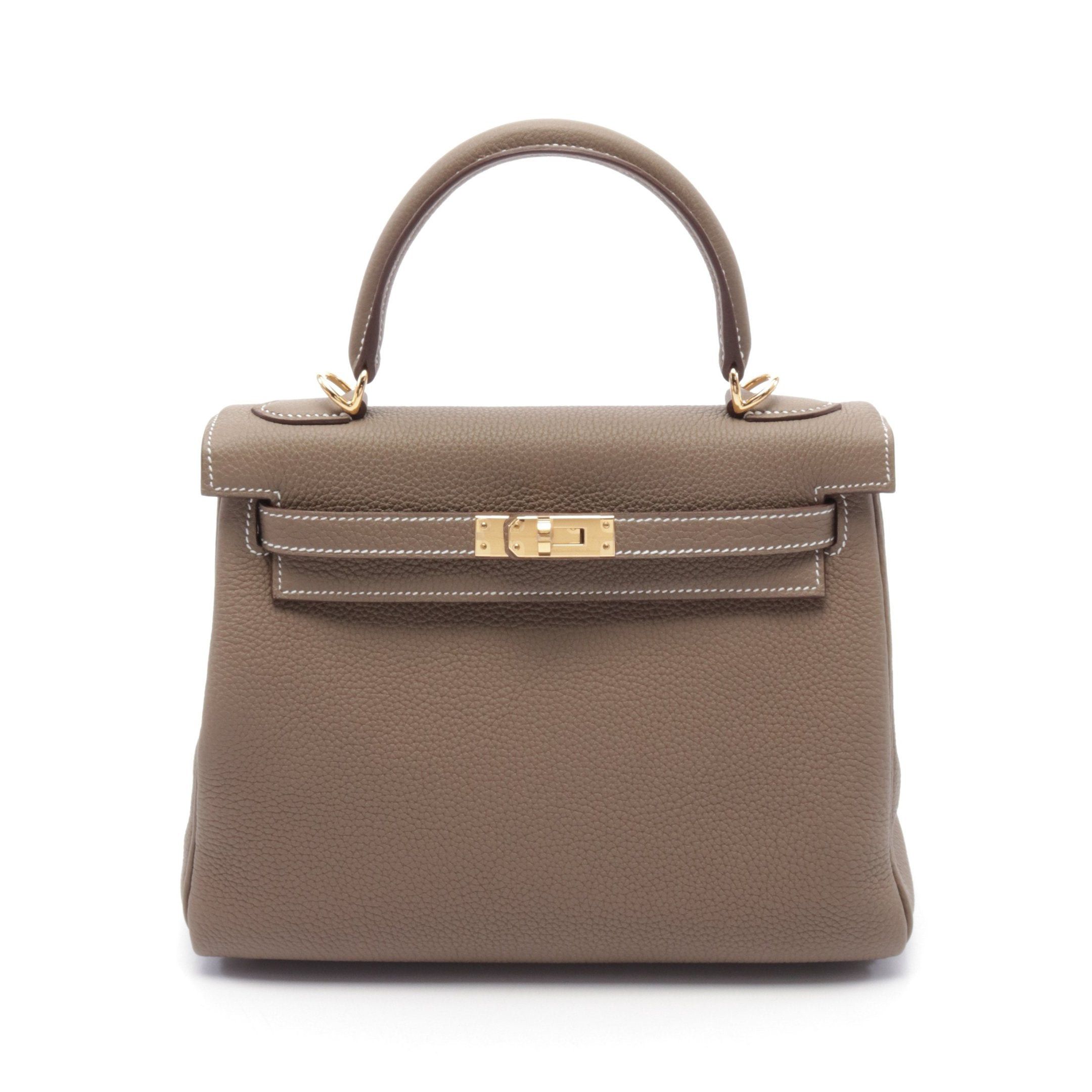 Hermes Hermes Kelly 25 Etoupe Handbag Togo Gray Brown Gold Hardware Double Engraved Size ONE SIZE - 1 Thumbnail