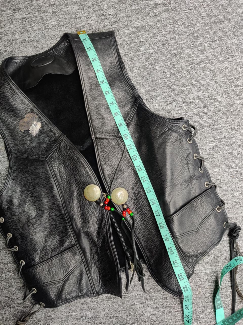 Genuine Leather Vintage Motorcycle Laced Black Leather Vest Size US M / EU 48-50 / 2 - 12 Thumbnail