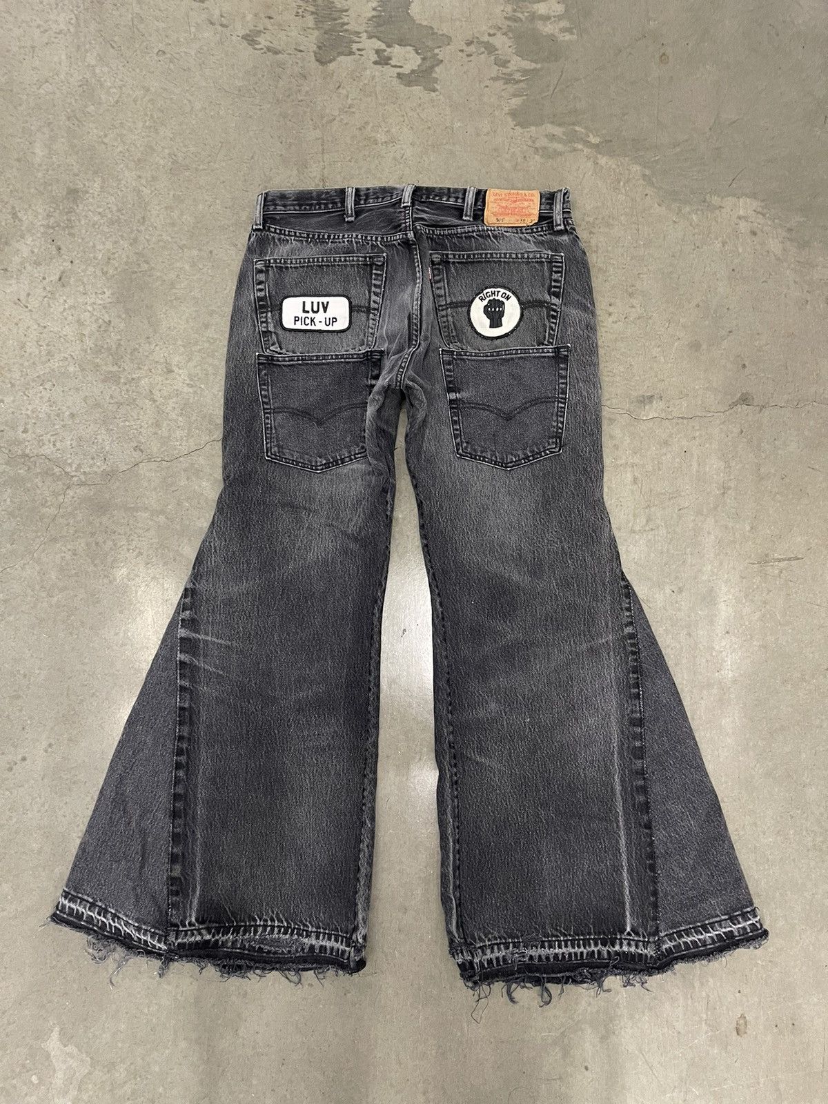 image of 1 Of 1 x Levis Juke Joint “Right On” Wide Leg Reworked Patch Denim Jeans in Black, Men's (Size 36)