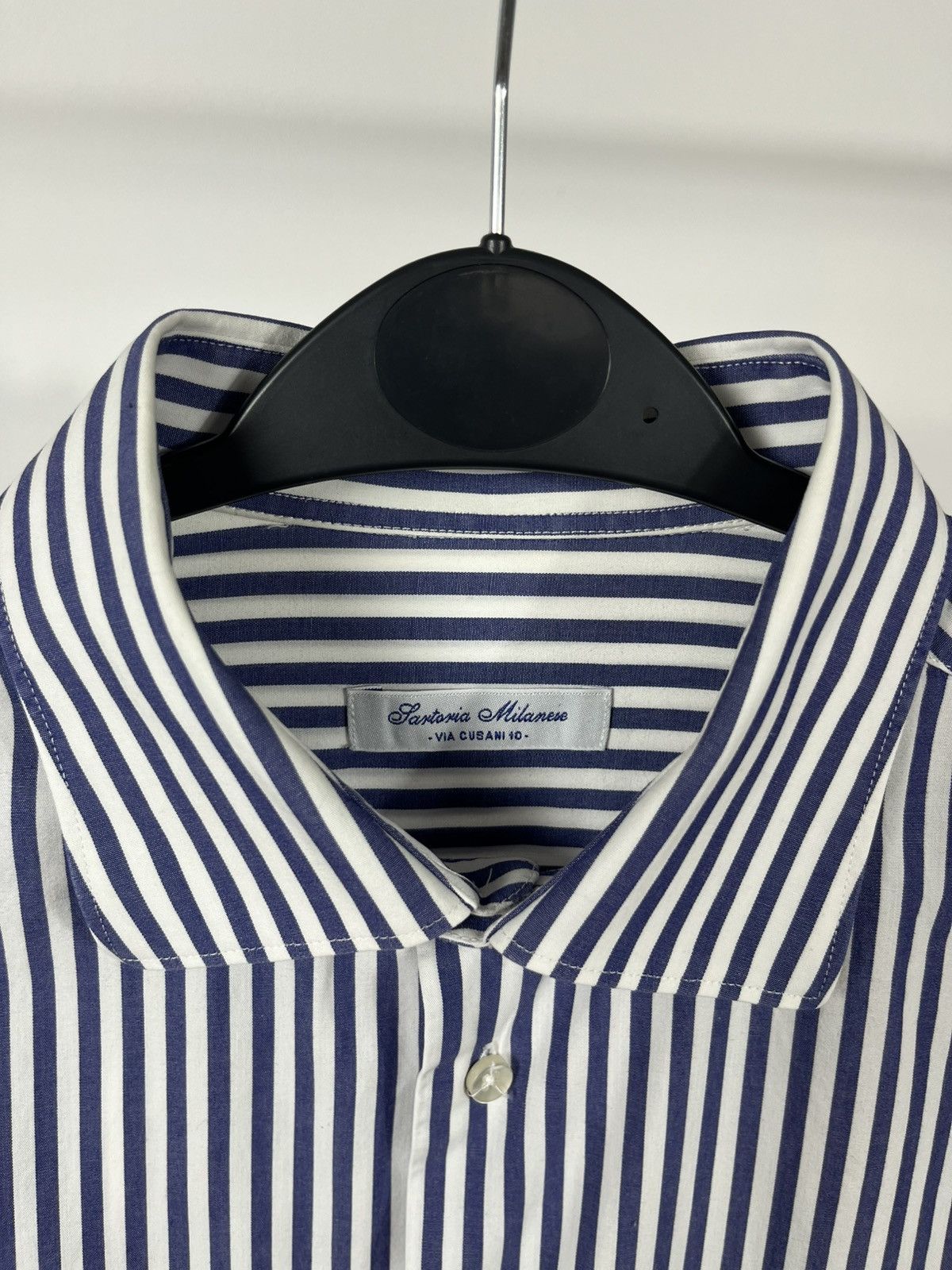 Other Santoria Milanese Blue White Striped Cotton Shirt 41 16 Size US L / EU 52-54 / 3 - 5 Thumbnail