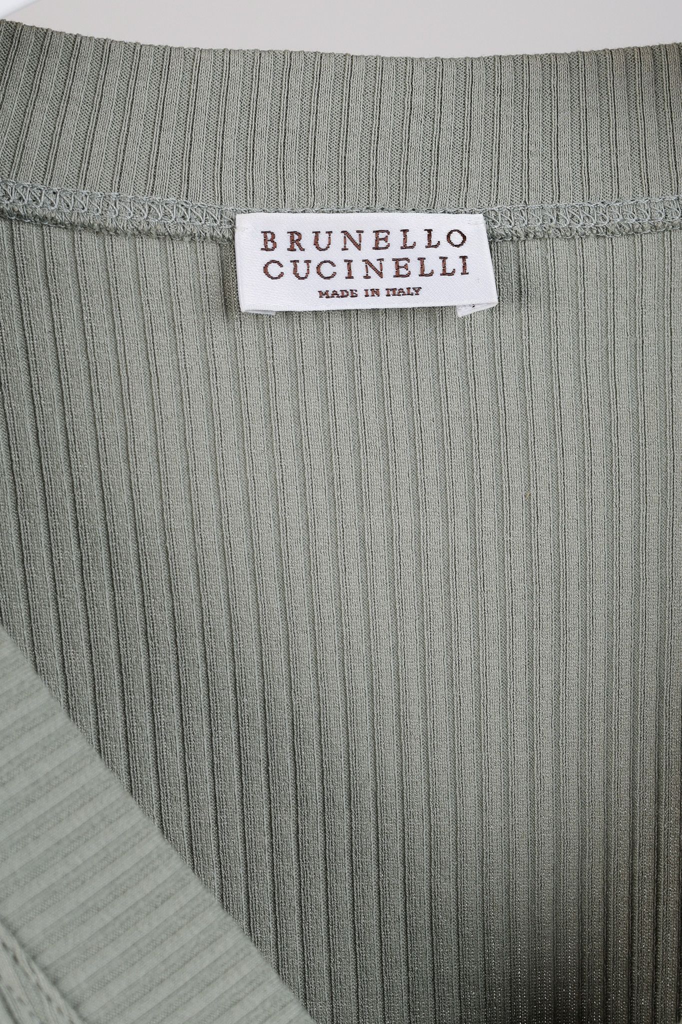 Brunello Cucinelli Brunello Cucinelli Monili Trim Ribbed V-Neck Cotton Tee Size L / US 10 / IT 46 - 4 Thumbnail