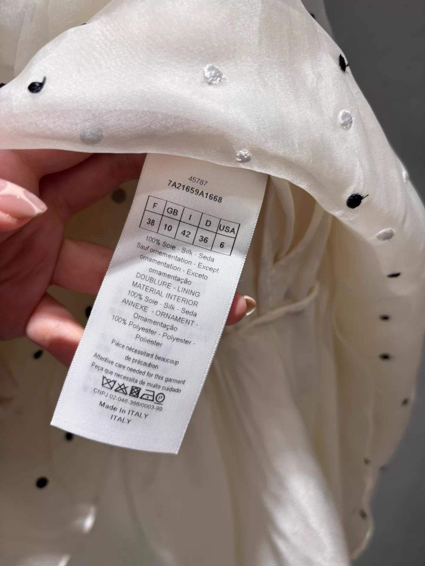 Dior Dior AB cream white polka dot 100% silk rn 38 mint Size S / US 4 / IT 40 - 4 Thumbnail