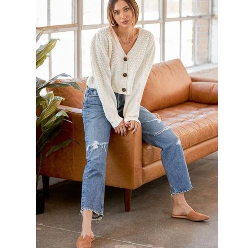 Lulus NWOT Lulus Warming Up to You Knit Cropped Cardigan Sweater Size M / US 6-8 / IT 42-44 - 3 Thumbnail