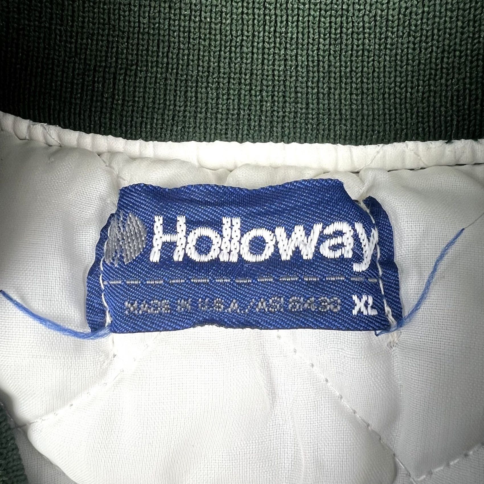 Holloway VINTAGE Holloway Jacket Bomber Nylon Green 90s Piping Snap Button XL Mens Size US XL / EU 56 / 4 - 2 Thumbnail