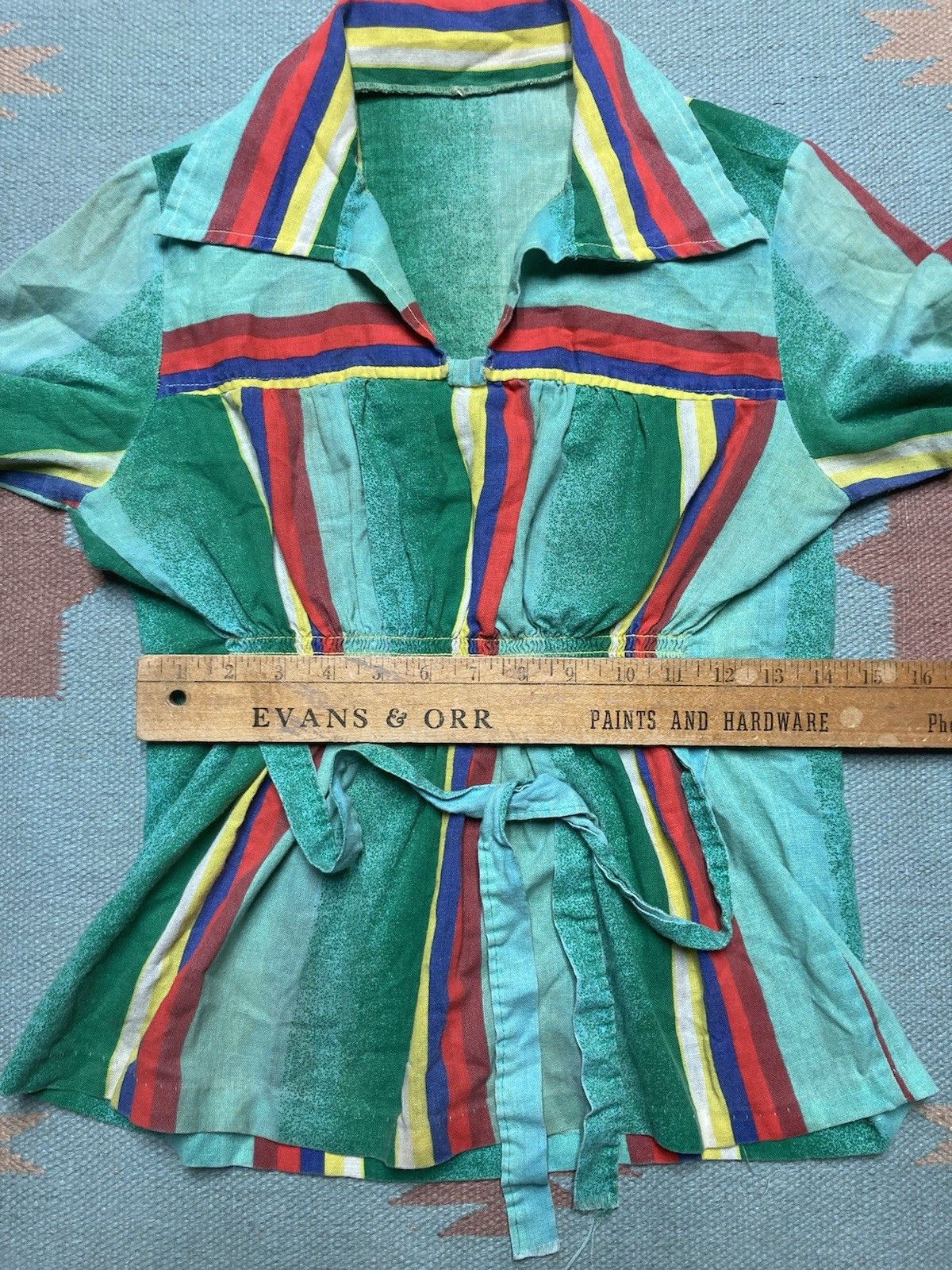 Vintage 70s babydoll mini dress stripe mod retro boho psychedelic S? Size S / US 4 / IT 40 - 5 Thumbnail