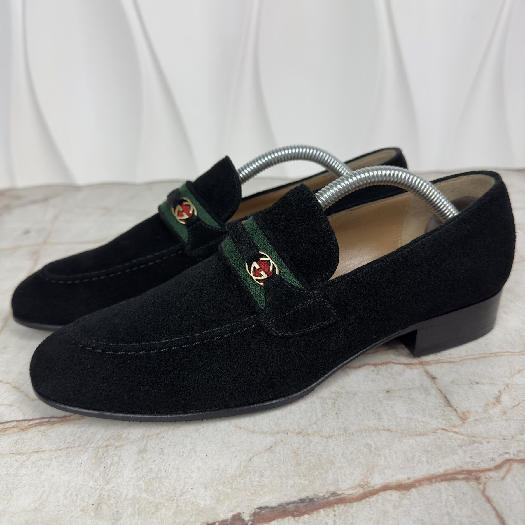 Horsebit Web Vintage Loafers Black Suede
