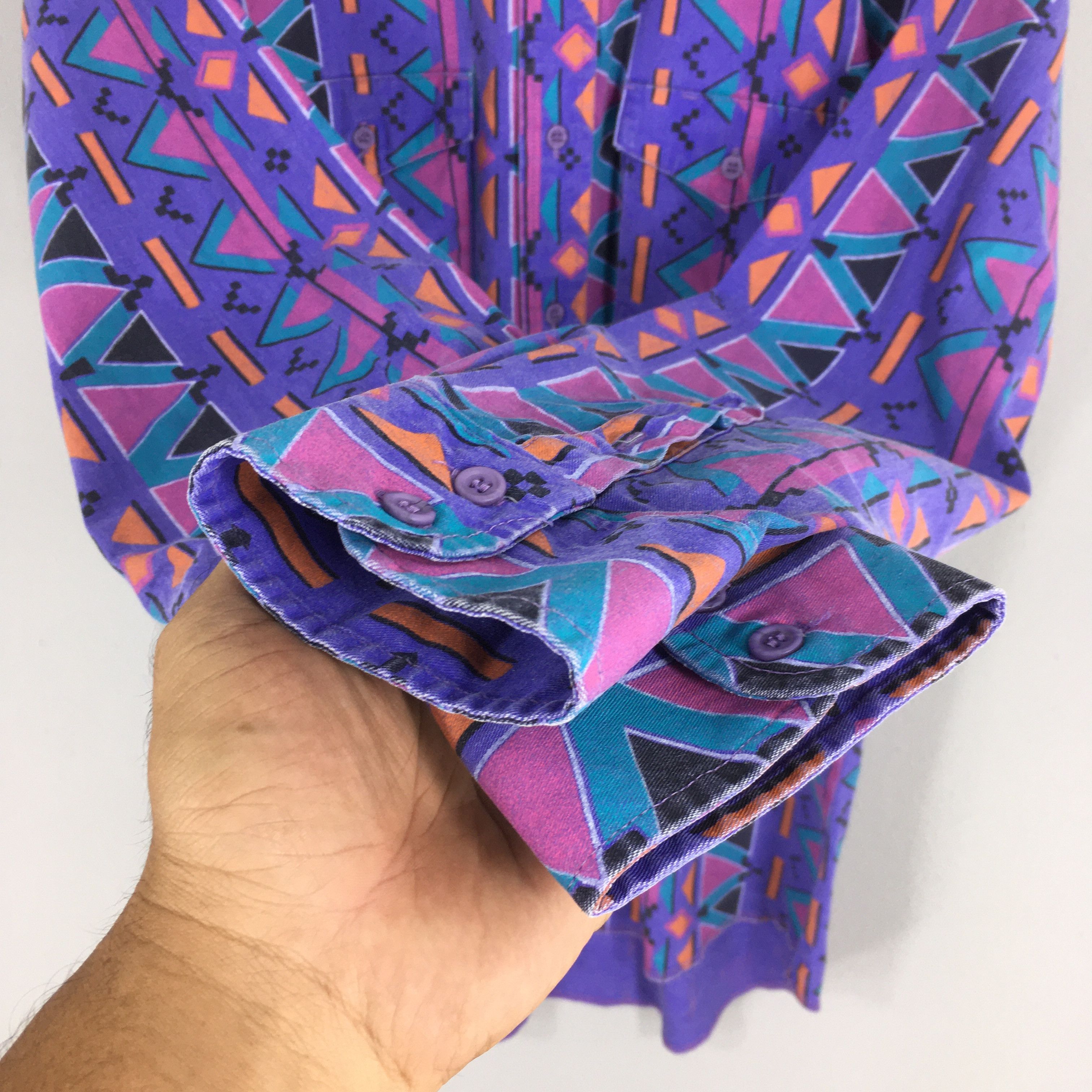 Wrangler Vintage 80s Wrangler Navajo Geometrical Pattern Shirt XLarge Size US XL / EU 56 / 4 - 4 Thumbnail