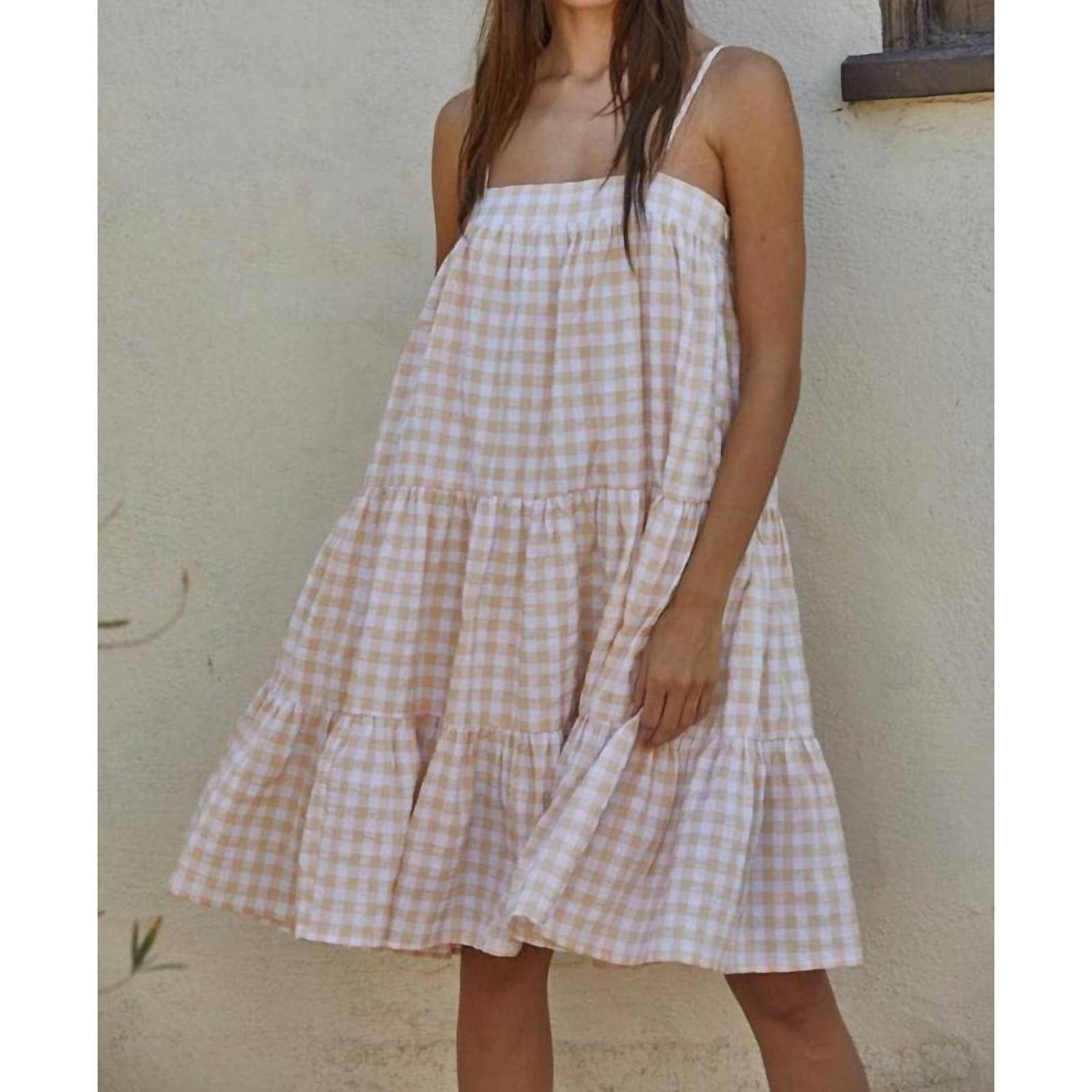 Teal Gingham Brushed Twill Dress Set main image 1