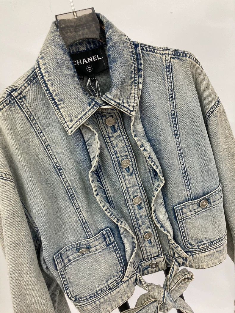 Chanel Chanel Old ruffled denim jacket Size XXS / US 00 / IT 34 - 3 Thumbnail