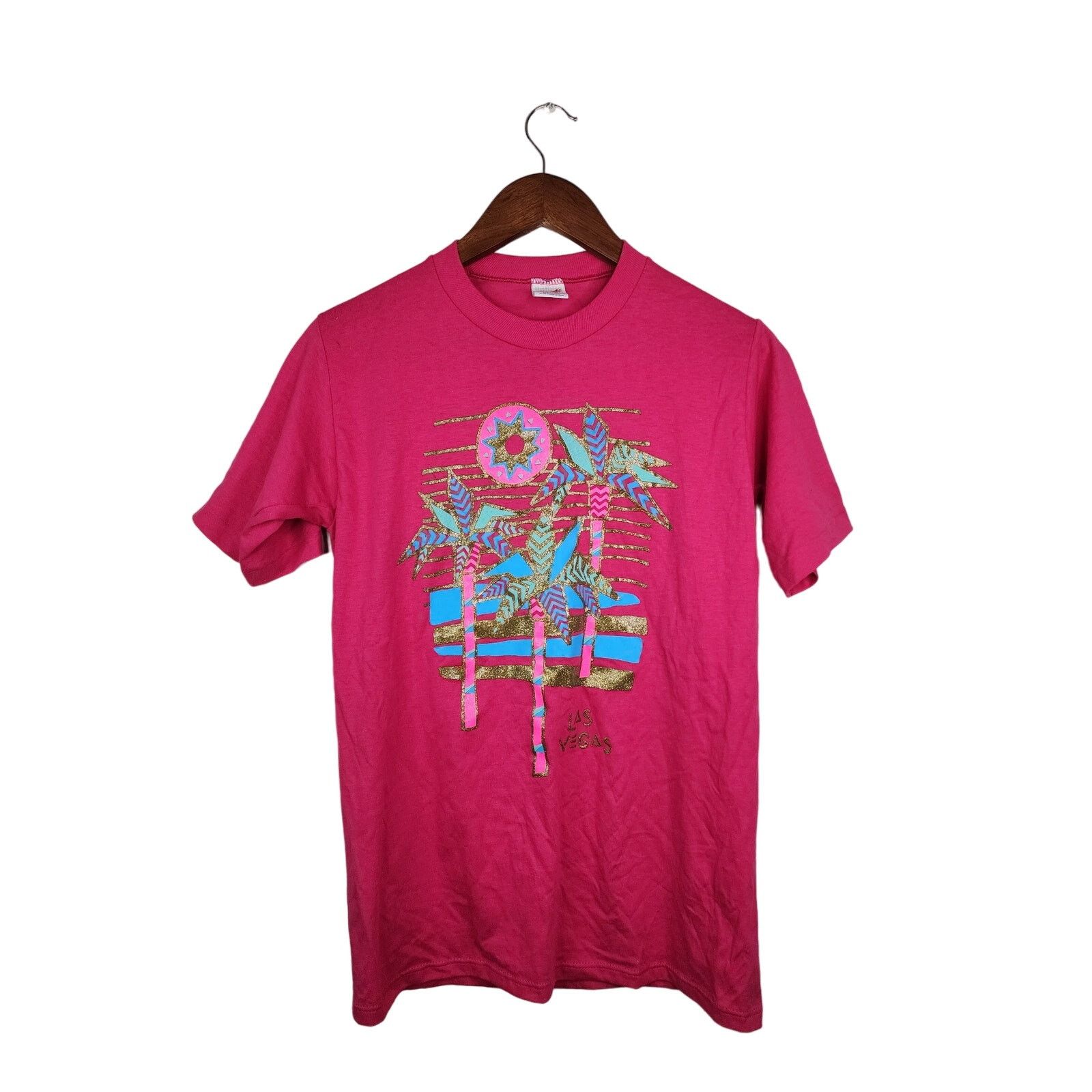 Jerzees × Vintage Vintage Las Vegas Shirt Palm Tree Jerzees Pink Tee 90s VTG M Size US M / EU 48-50 / 2 - 1 Thumbnail