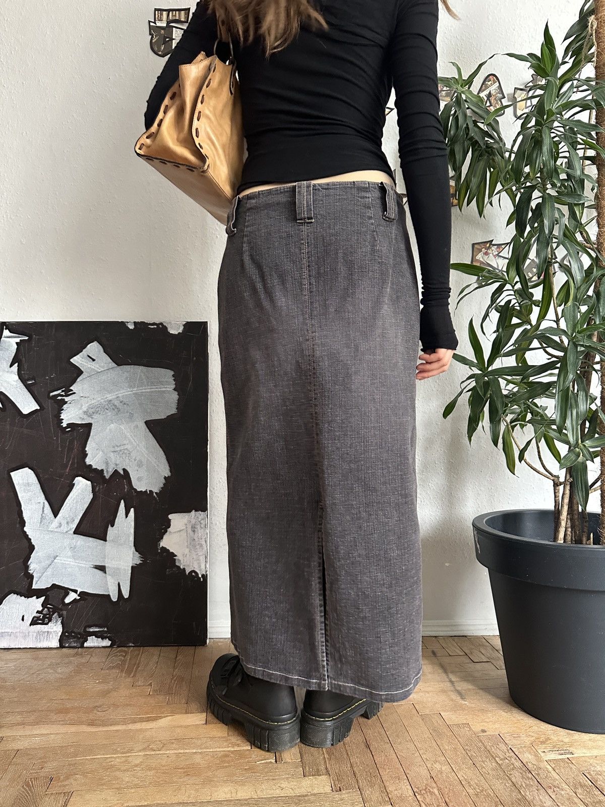 20471120 × Seditionaries Vintage Basic Gray Maxi Denim Skirt Punky Subversive Size 26" / US 2 / IT 38 - 7 Thumbnail