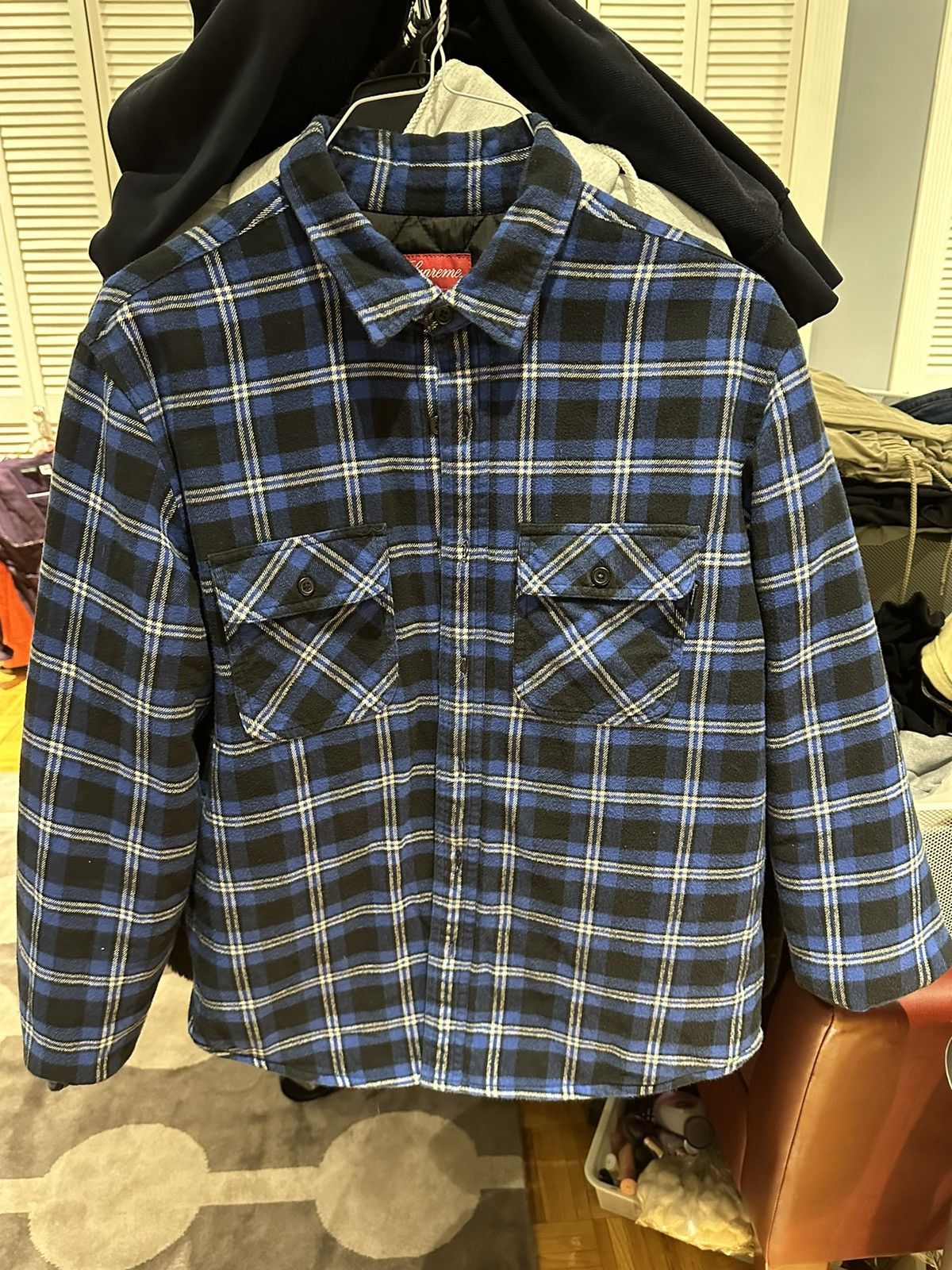 Supreme quilted arc logo flannel shirt online