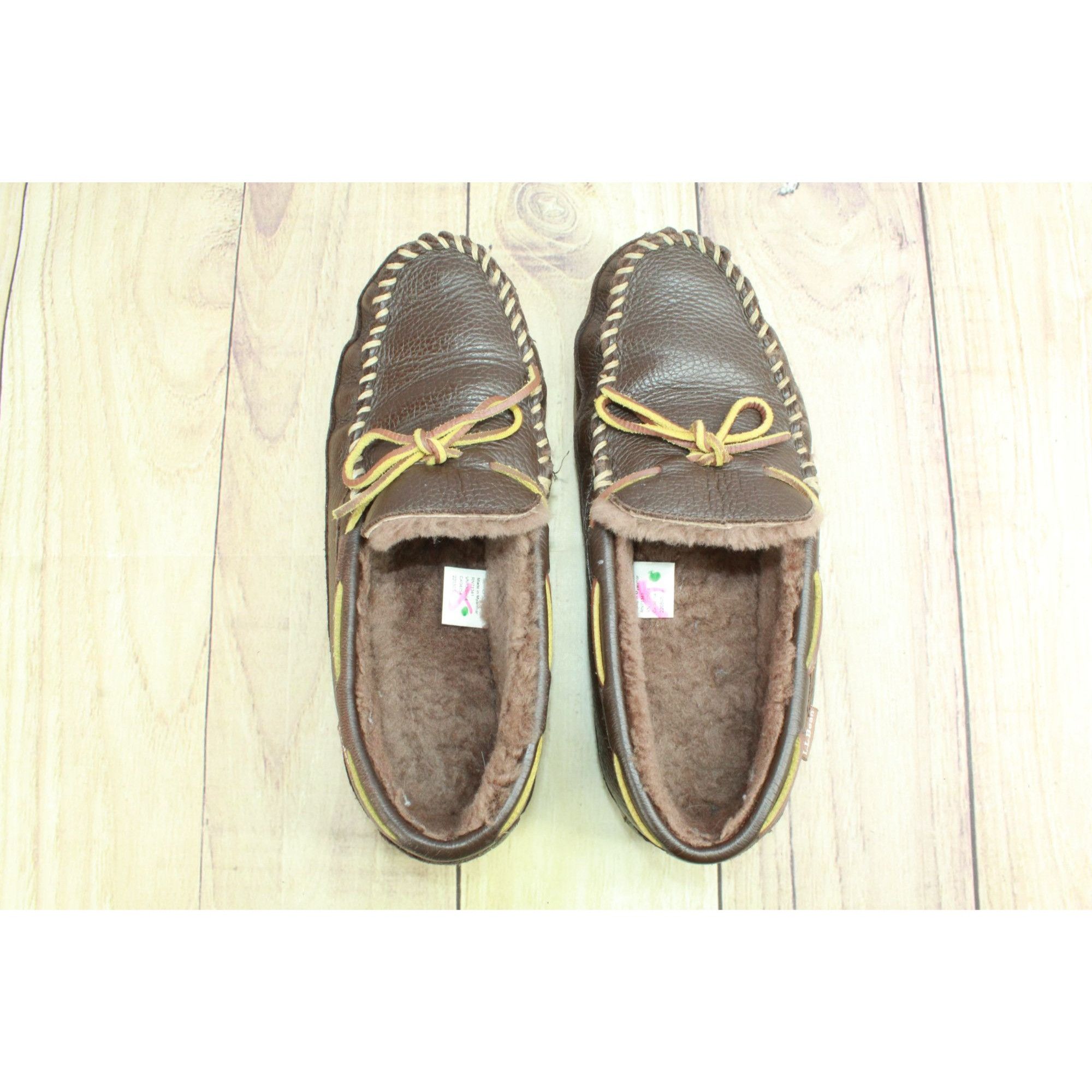 L.L. Bean × Leather LL Bean Moosehide Leather Wicked Good Moccasin Cozy Slippers Size US 11 / EU 44 - 7 Thumbnail