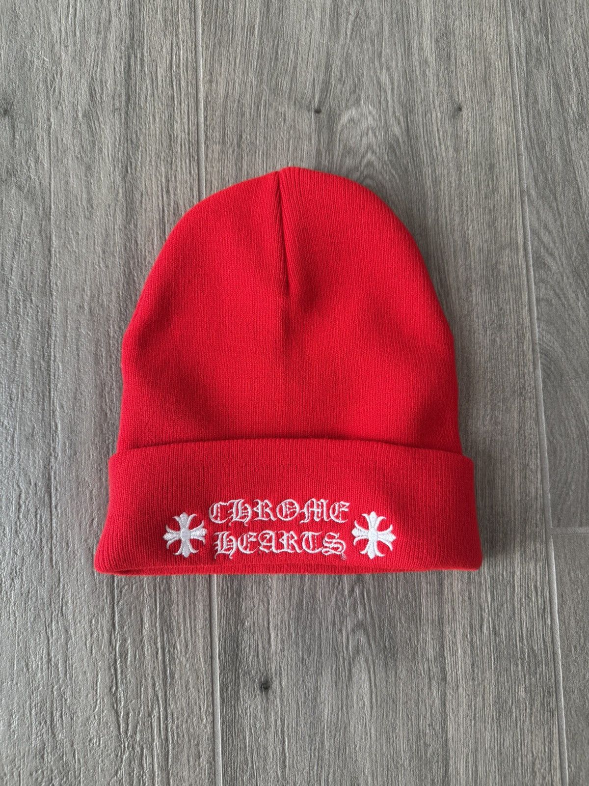 Chrome Hearts Chrome Hearts Red Logo Beanie Red Size ONE SIZE - 2 Thumbnail