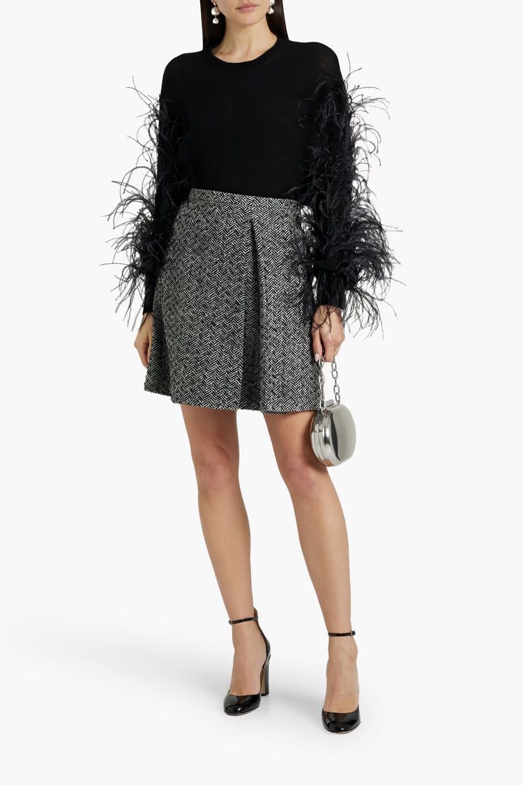 Valentino o1y0326 Mini Skirt in Black/White Size 28" / US 6 / IT 42 - 2 Thumbnail
