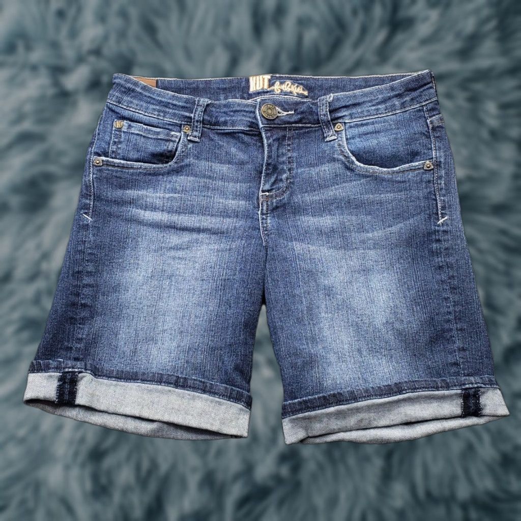 Vintage KUT from the Kloth Jean Shorts Womens 4 Blue Denim Stretch Cuffed Outdoor Shirt Bermuda Casual Size 27" / US 4 / IT 40 - 1 Thumbnail