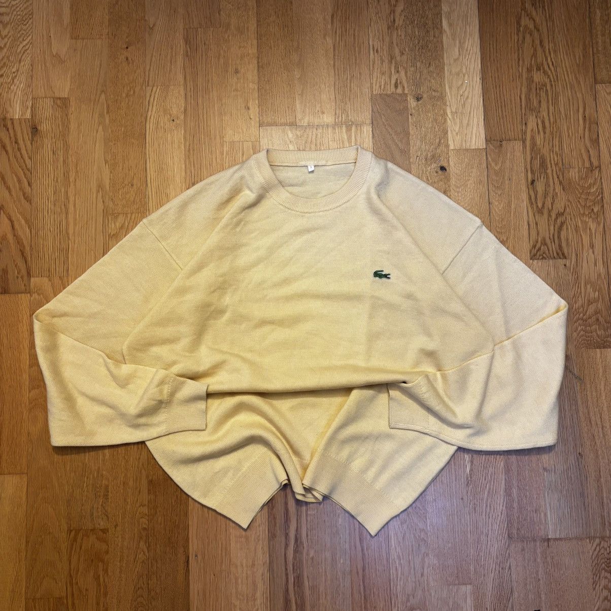 Lacoste Lacoste Vintage Sweater Jumper Croc Logo Beige/Yellow size L Size US L / EU 52-54 / 3 - 7 Thumbnail