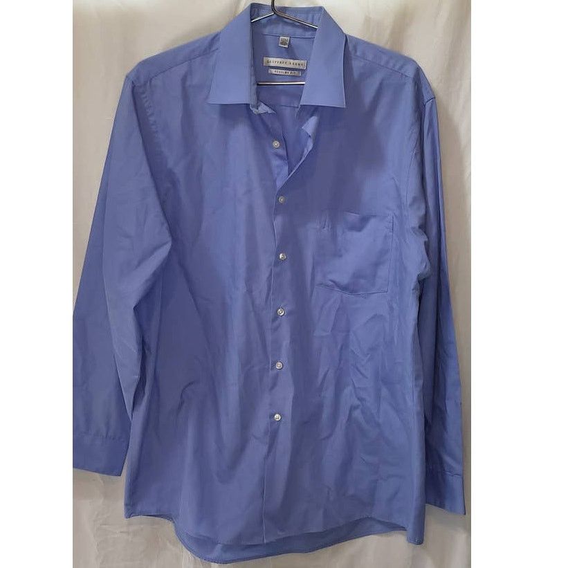 Geoffrey Beene Geoffrey Beene Blue Regular Fit Button Down Top 16 1/2 34/35 Size US M / EU 48-50 / 2 - 5 Thumbnail